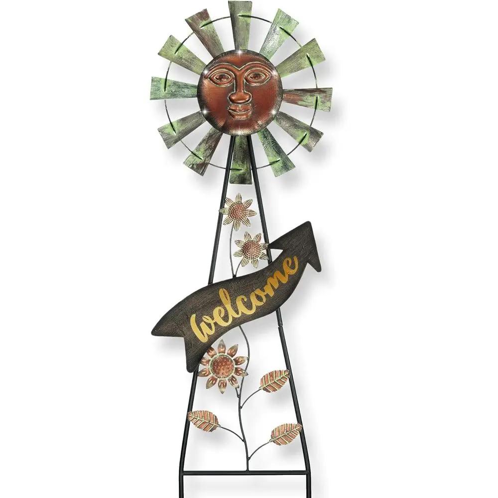

Садовый декор с уличными светильниками, ветряной спиннер-украшение для двора или улицы, 37-дюймовая бронзовая металлическая ветряная мельница-солнечный ветряк для сада