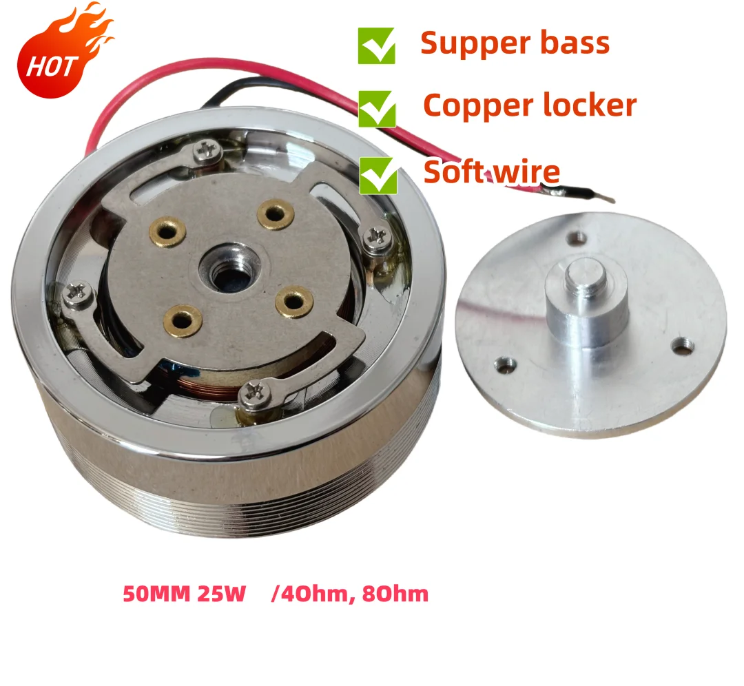 Altoparlante a vibrazione 50MM 25W 4/8 Ohm Sistema di altoparlanti in alluminio con risonanza dei bassi fai-da-te per trasduttore audio ad alta potenza da tavolo