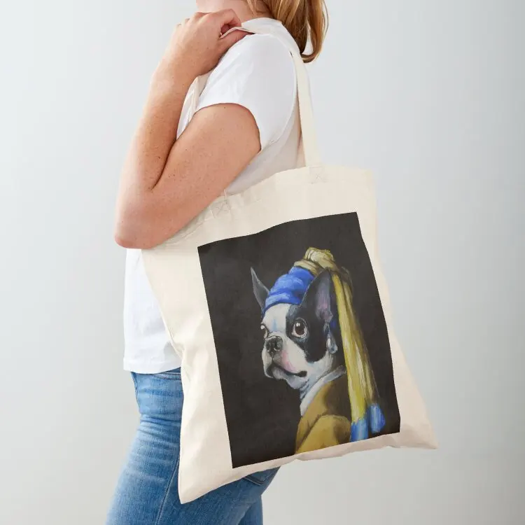 

With a Pearl Earring Tote Bag personalized tote bag sac pour femme reusable grocery bags Canvas bag for women