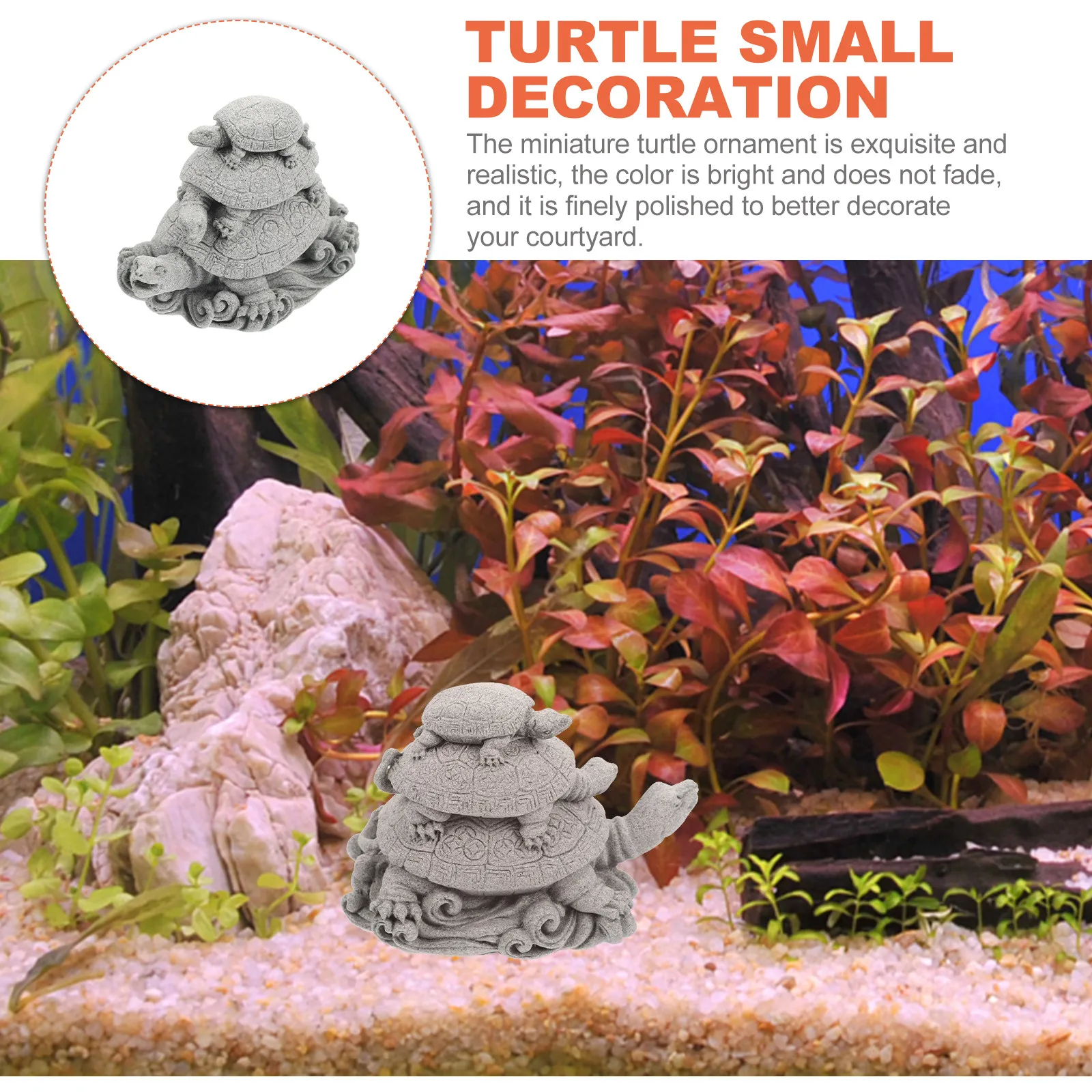 

Sandstone Turtle Ornament Bright Color Realistic Exquisite Polished Micro Landscape Fish Tank Miniature Decoration Garden