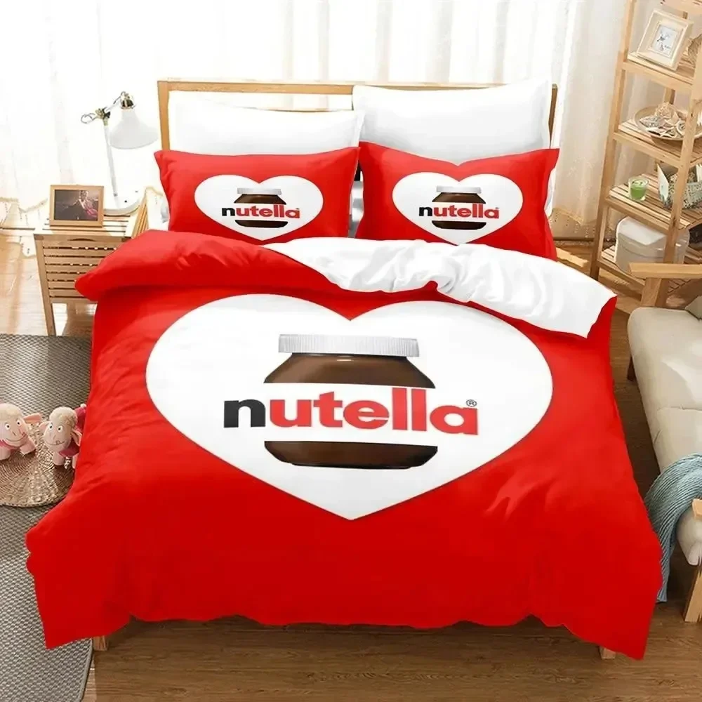 Cartoon Nutellas Bedding Set Boys Girls Twin Queen Size Duvet Cover Pillowcase Bed Boys Adult Fashion Home Textileextile