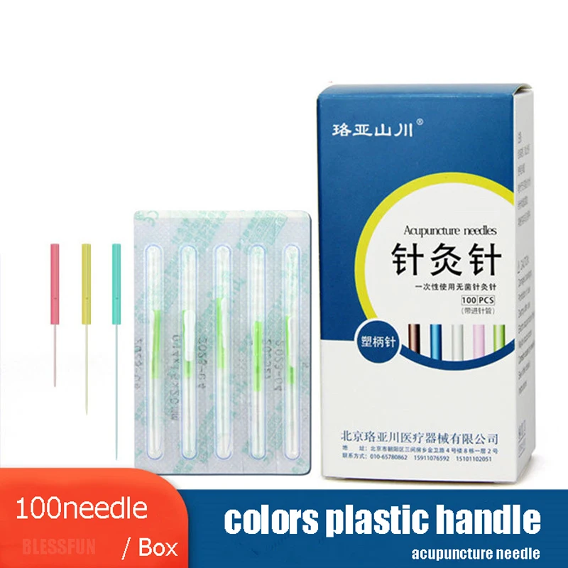 

Sharp/Fine Acupuncture Needle with guide tube Colrors Plastic Handle Body face Beauty filiform needle Micro needle Small 0.14*7