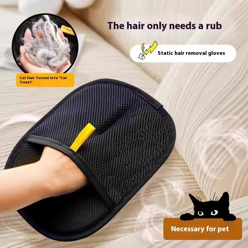 

Pet Static Hair Removal Glove, Two-Way Brushing and Sticky Hair Removal Tool, Cat and Dog Hair Cleaning and Dust Adsorption Tool