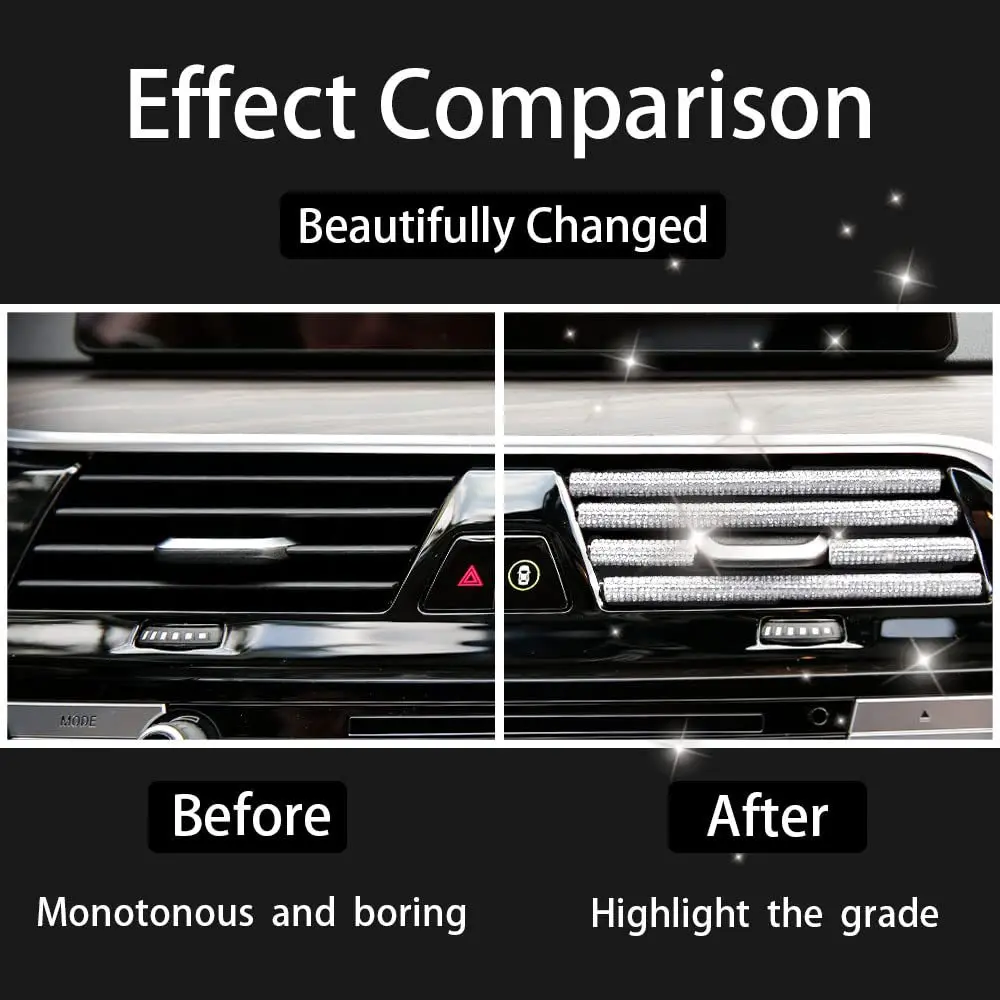 Universal Car Air Conditioner Outlet With Diamonds Decorative U Shape Moulding Trim Strips Decor Car Styling Accessories 1/2/3/5