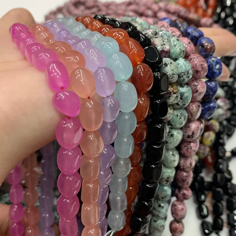Aproximadamente 33 piezas/lote de cuentas de piedra irregulares coloridas de 8x12 mm, cuentas espaciadoras sueltas para la fabricación de joyas, accesorios para pulseras DIY, venta al por mayor.