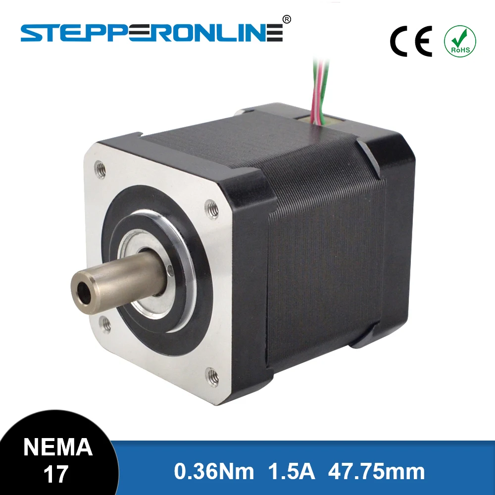 Nema 17 Hollow Shaft Stepper Motor 48mm Bipolar 0.36Nm(42.49oz.in) 1.5A 42 Motor 4-lead for DIY CNC 3D Printer