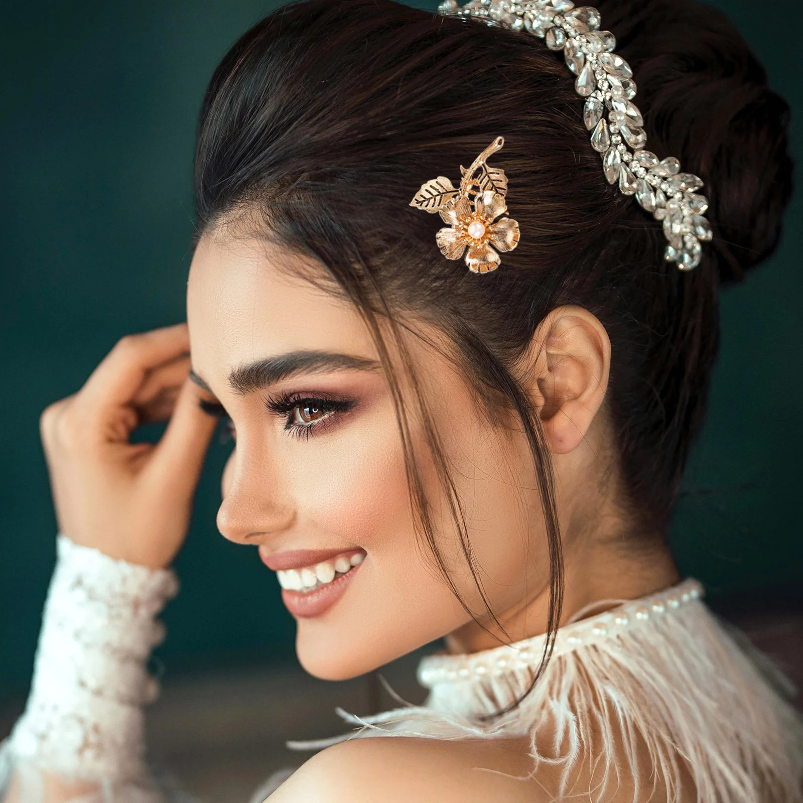 

2pcs Metal Combs Vintage Floral Bridal Hair Comb Stylish Decorative Hair Accessories For Women Wedding Prom Tea Party Formal