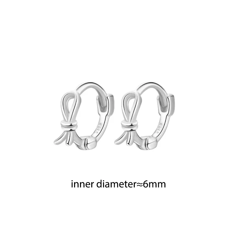 Silver Color Elegant Tiny Bowknot Hoop Earrings for Charming Women Sweet Fashion Jewelry Hollow Geometric Accessories