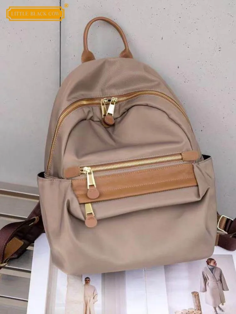 

Ladies Nylon Backpack New Large Capacity Travel Casual Bag Women Fashion Versatile Spliced Lightweight Student School Backpack