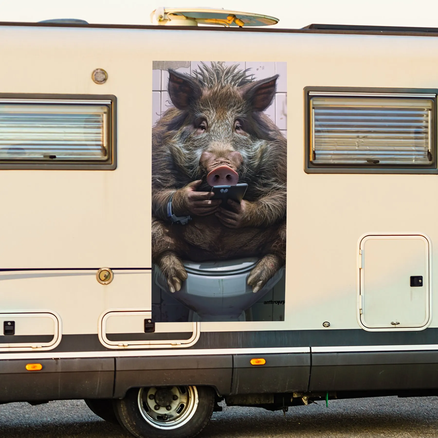 

Забавный кабан на туалете, автомобильная наклейка, виниловые обертывания для дома с мотором для украшения и защиты - водонепроницаемая самоклеящаяся виниловая наклейка, Ma