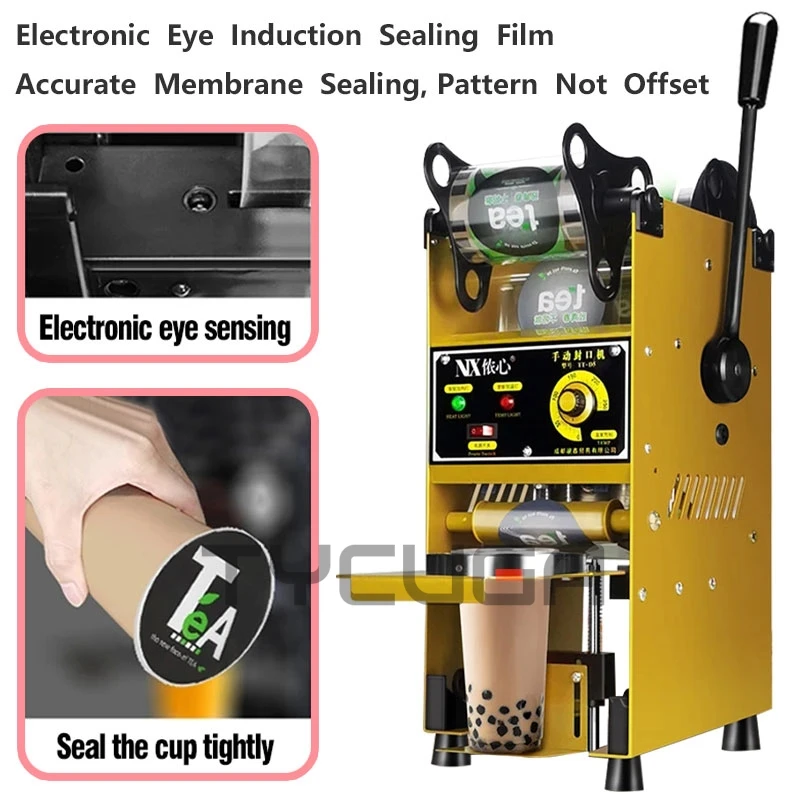 Cup Drink Sealing Machine Milk Tea Shop Sealing Machine Semi-Automatic Commercial Coffee Juice Soy Milk Drink Heat Sealer 220V