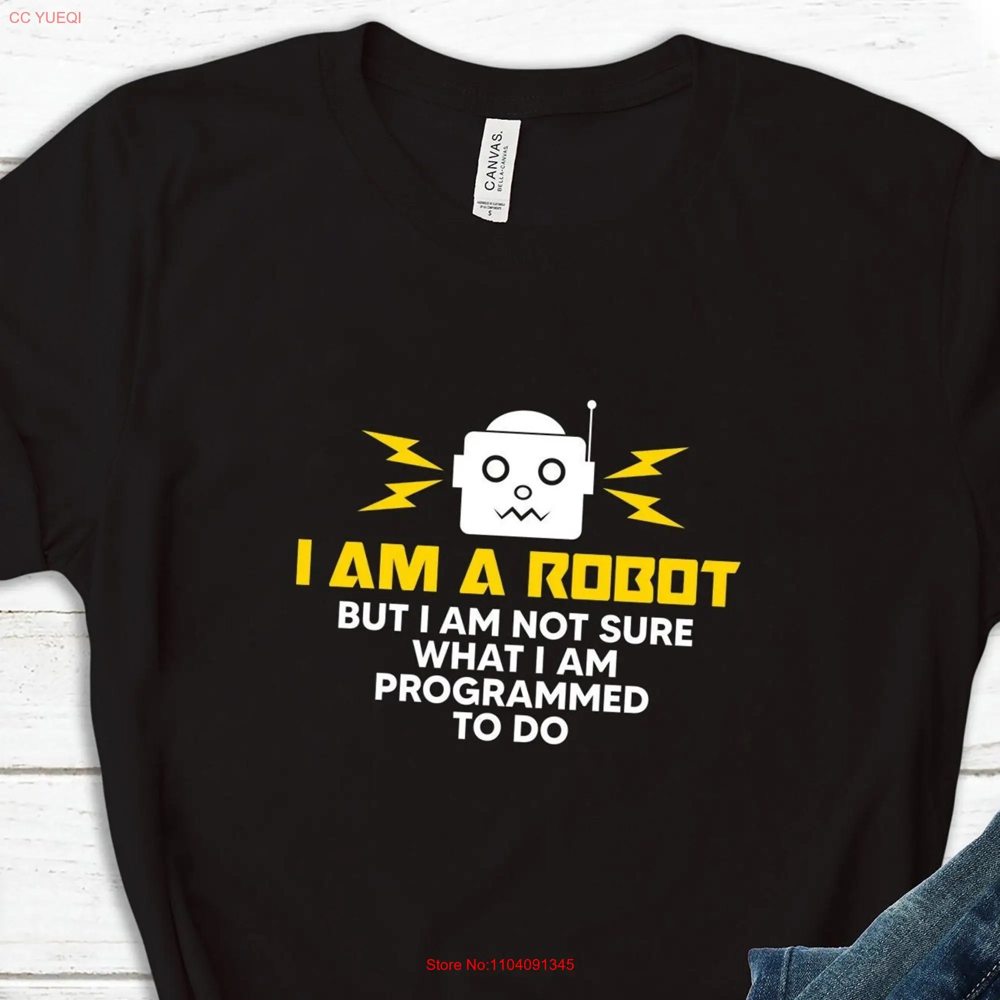 Robot T Shirt Programmer Artificial Intelligence SweaT Geeky s For Him Funny Coder AI Nerd Her long or short sleeves