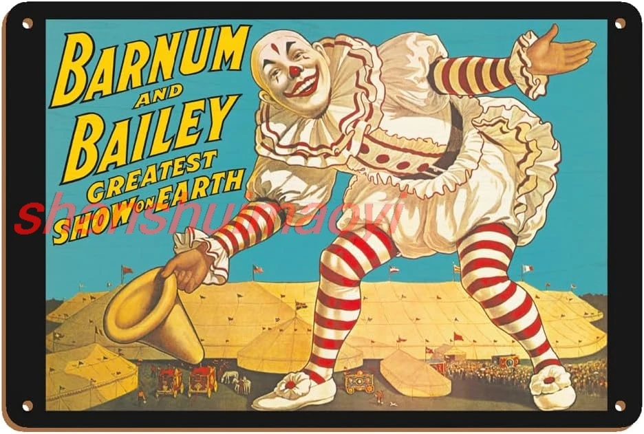 Barnum & Bailey Circus - Greatest Show on Earth - Clown Standing over Tents - Vintage Circus Poster c.1917-8 x 12 inch V