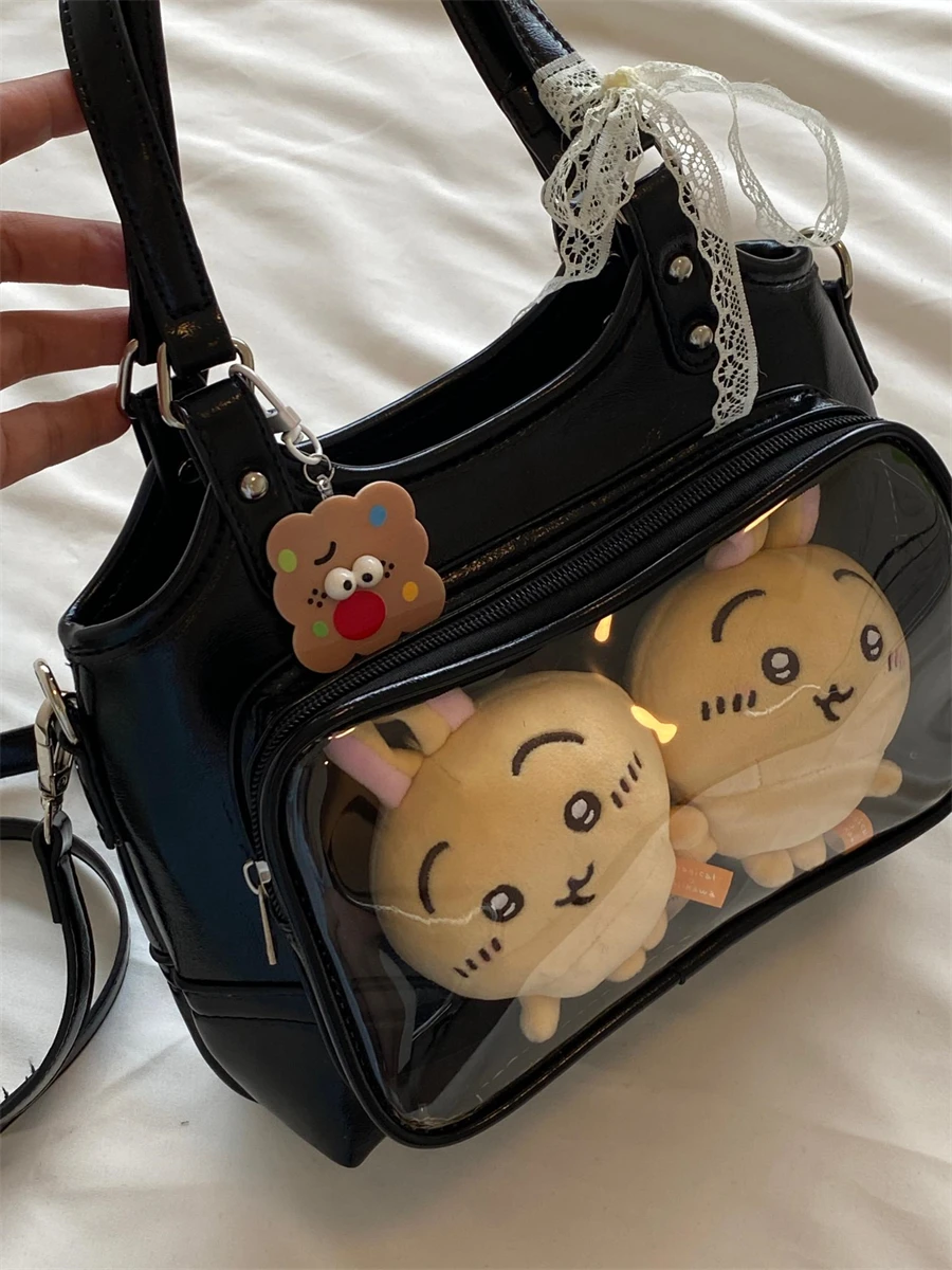 Cute Sweet Womens Shoulder Crossbody Bag Japanese Small Capacity Casual Commuter Transparent DIY Tote Handbag Cartoon Itabag