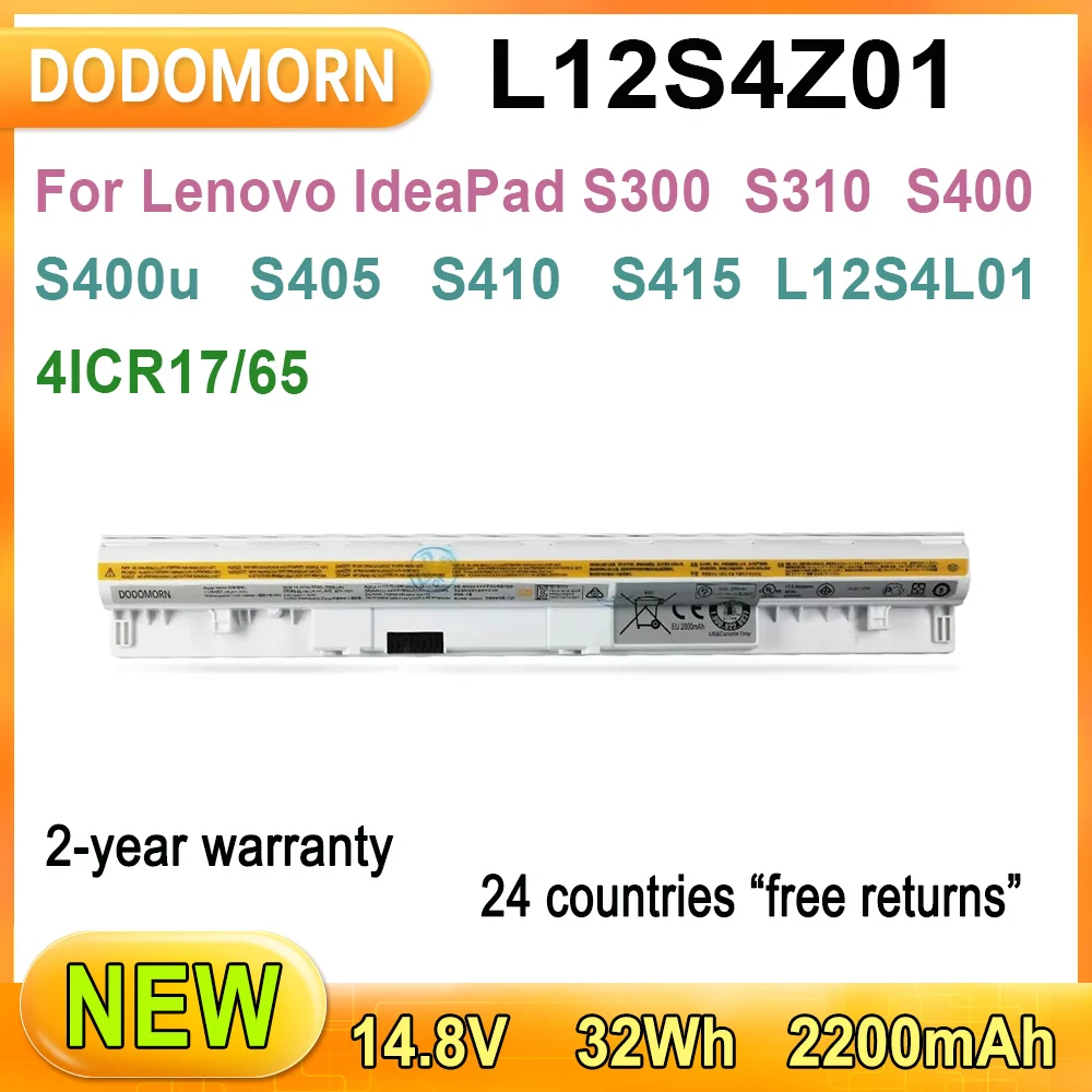 

New L12S4Z01 Laptop Battery For Lenovo IdeaPad S310 S300 S400 S400u S410 S405 S415 Series S310 Touch,S400 Touch 32Wh 2200mAh