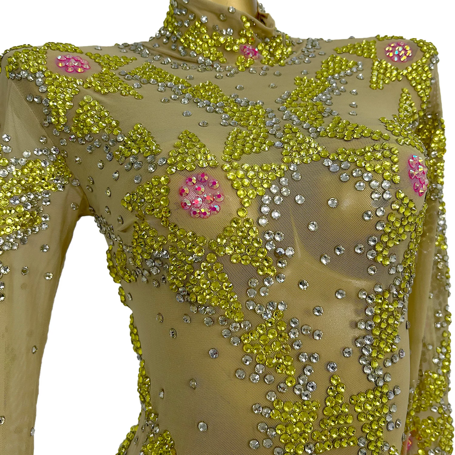 Sexy Transparent Night Club Party Rhinestone Mini Dress Women Evening Gown Prom Outfit Ladies Dinner Cocktail Pencil Dress