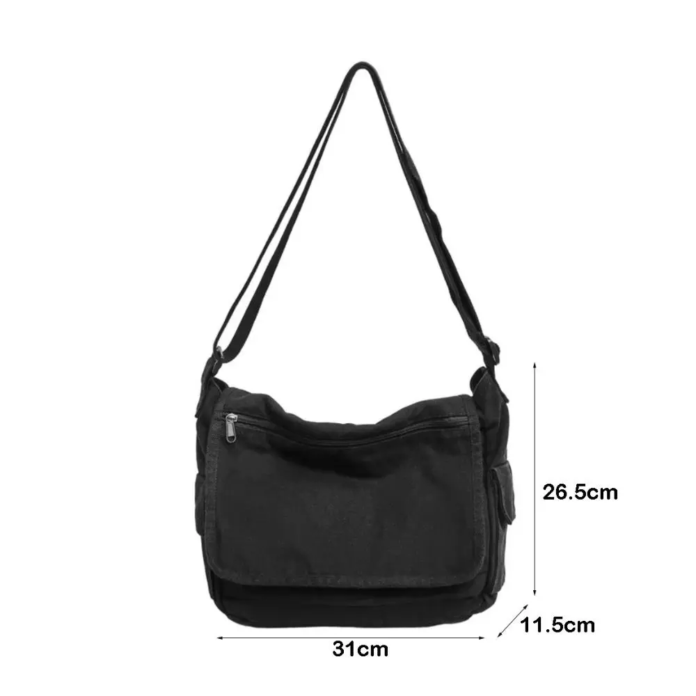 حقائب كتف قطنية كاجوال على طراز Preppy حقائب مدرسية من القماش ذات سعة كبيرة حقائب قماش بلون سادة للجنسين