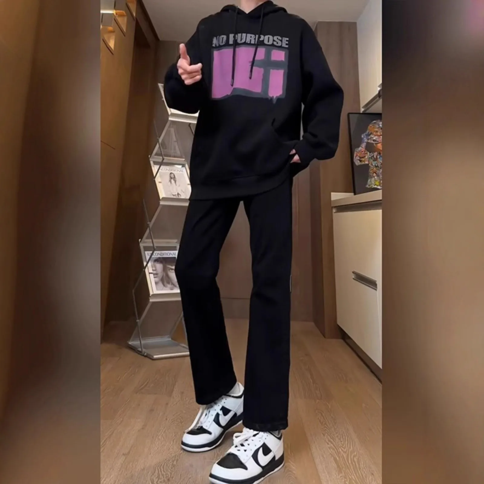 

Ретро-джинсы прямого кроя в американском стиле с флисовой подкладкой для мужчин, осенне-зимние, облегающие, модные, в стиле High Street, повседневные