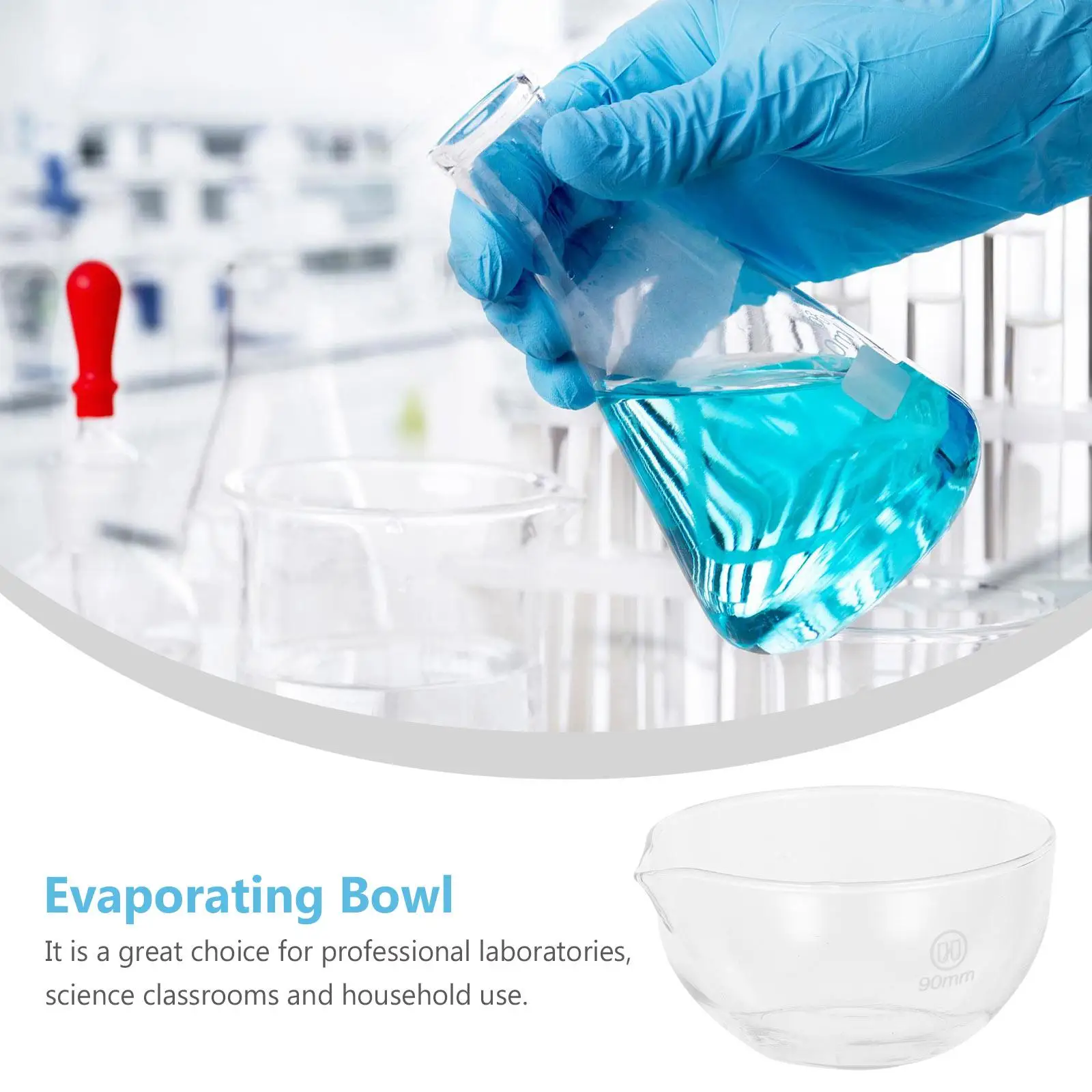 Bassins à vaisselle d'évaporation en verre, bols ronds multifonctionnels pour laboratoire, salle de classe, usage domestique