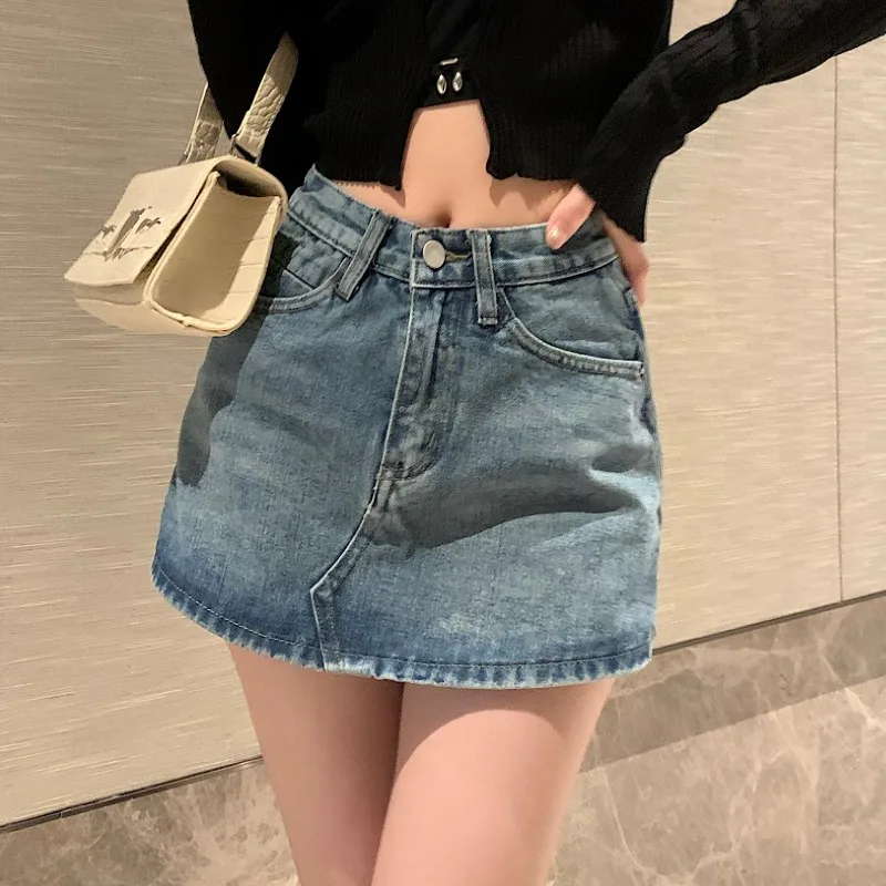 

High Waist Denim Skirt Women's New Sle plus Size A-Line Skirt Anti-Light Walking Trendy ort Pants Skirts