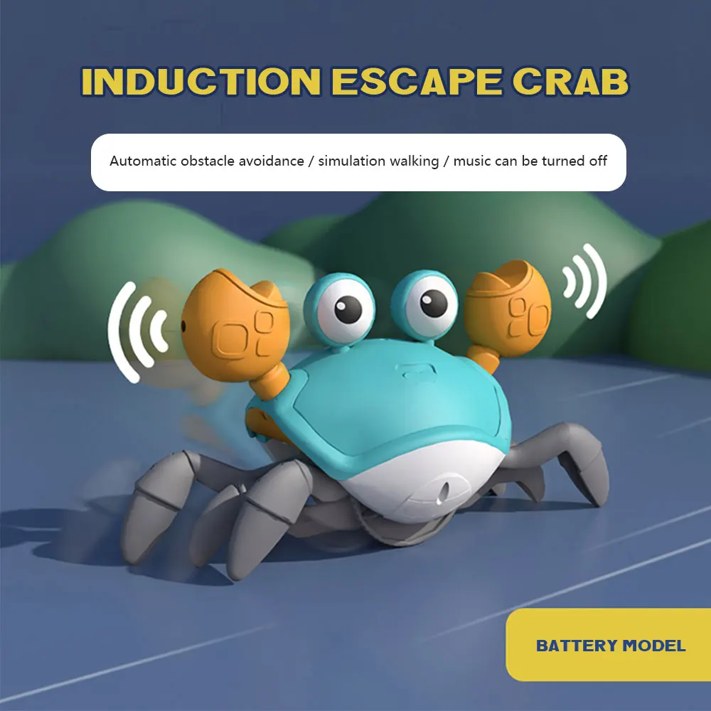 Dancing Crab Toy for Babies Crawling Interactive Escape Crabs Cute Sensing Crab Automatically Avoid Obstacles Toys Birthday Gift