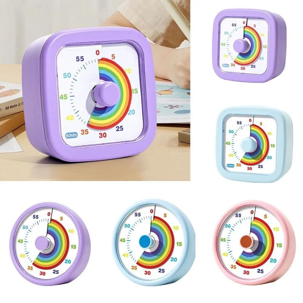 

60 Minutes Visual Timer Ultra Silent Visualization Countdown Alarm Clock Self-discipline Round/Square Kitchen Timer Indoor