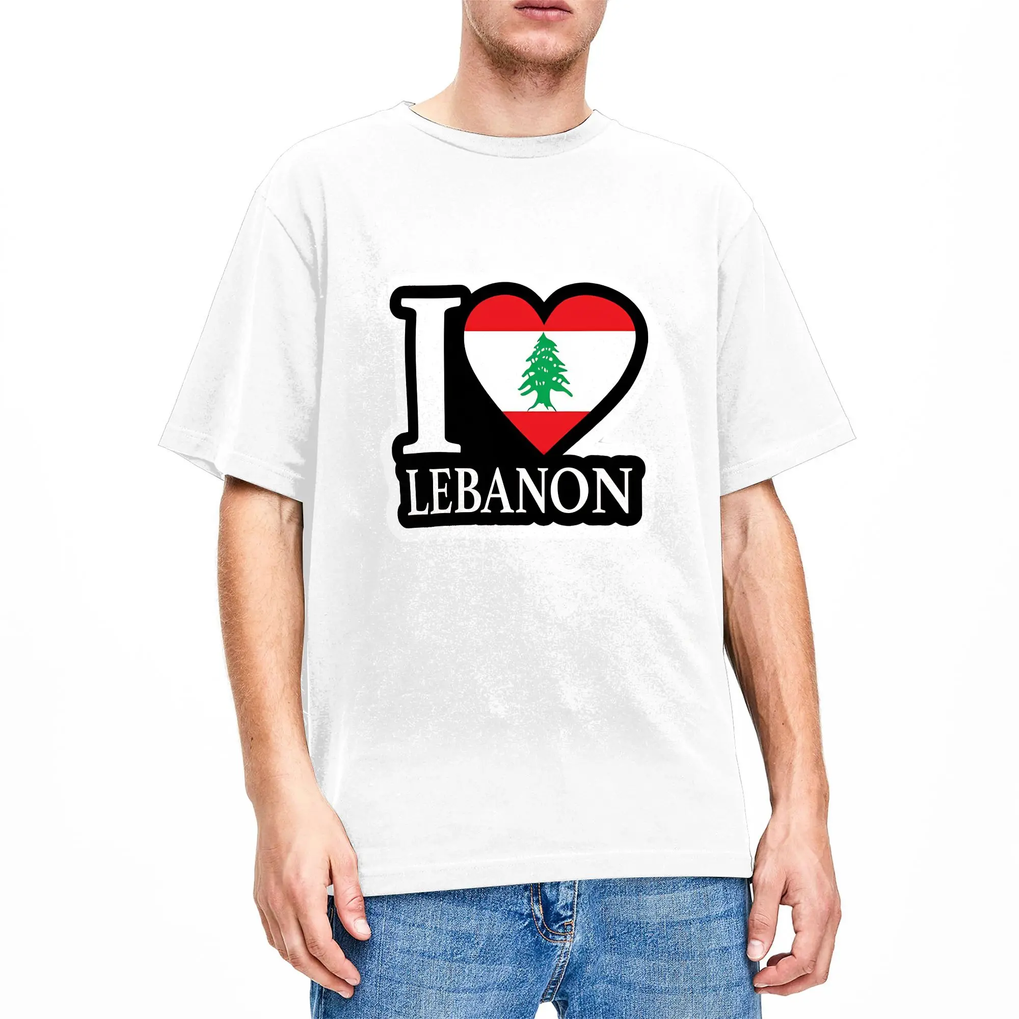 I love lebanon T-Shirt Summer  100 Cotton T-Shirts For Men Design Tee Shirt Short-Sleeved Classic Tops