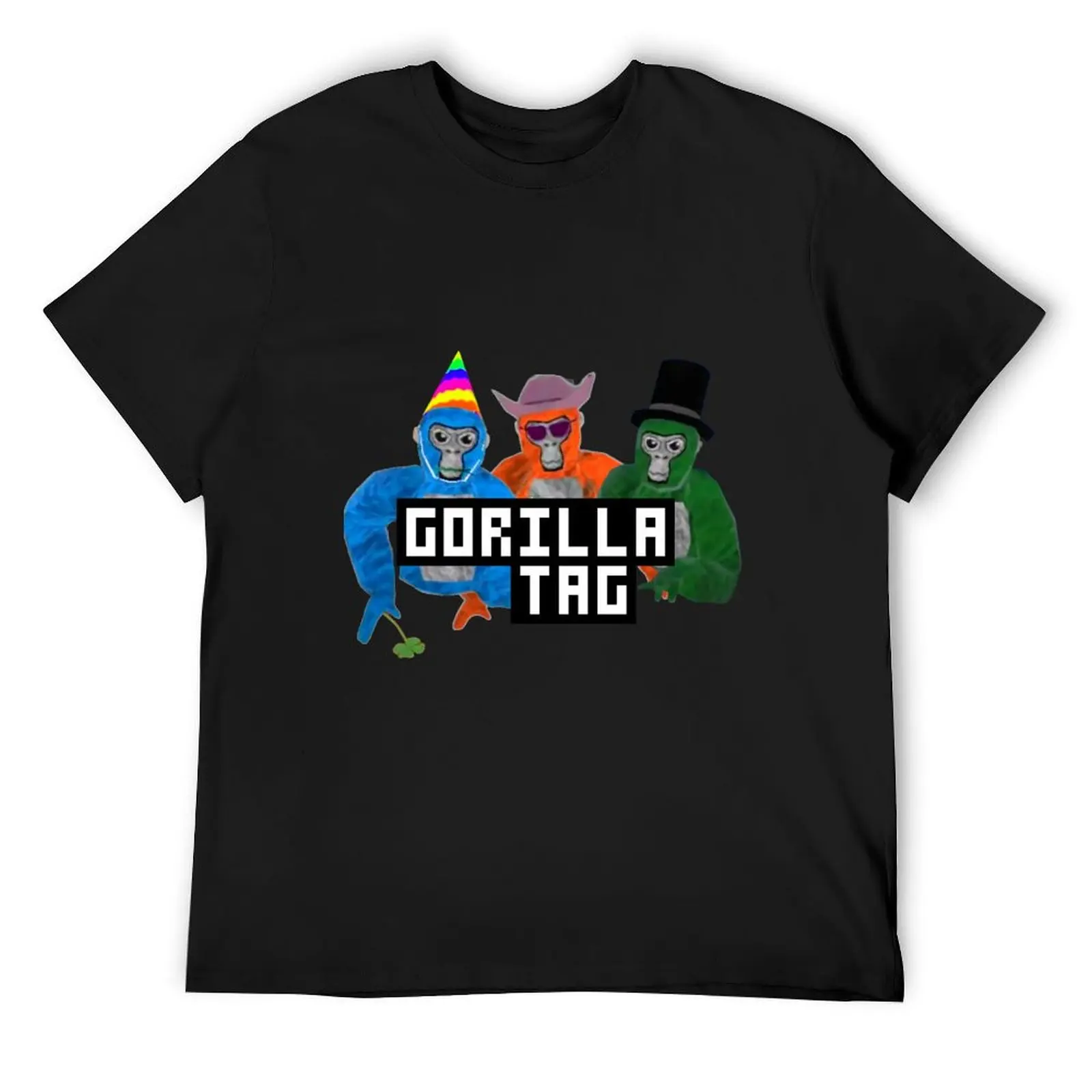 Gorilla Tag Gorilla Blue Party Hat Orange Cowboy Green Top Hat Monkey by POLKART T-Shirt oversized t shirts men