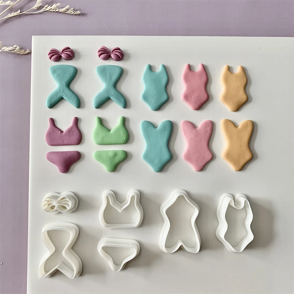 Bikini-förmiger Polymer-Ton-Ohrring-Schneider, Sommerurlaub, Strand, baumelnde Tonformen für Anhänger, Schmuck, handgefertigte Schneidwerkzeuge – Detail 2