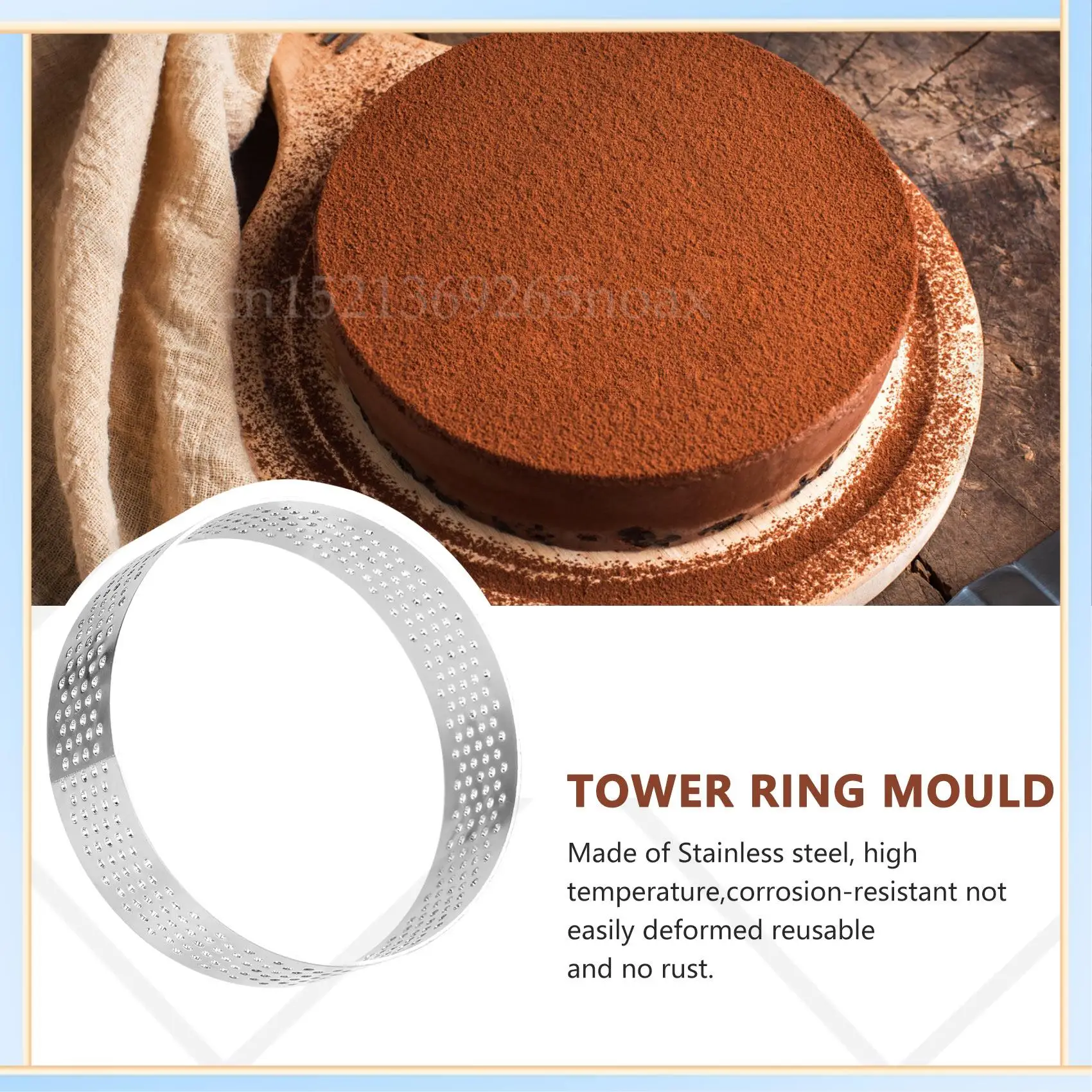 

-SPOR 10Pcs Circular Tart Rings With Holes Stainless Steel Fruit Pie Quiches Cake Mousse Mold Kitchen Baking Mould