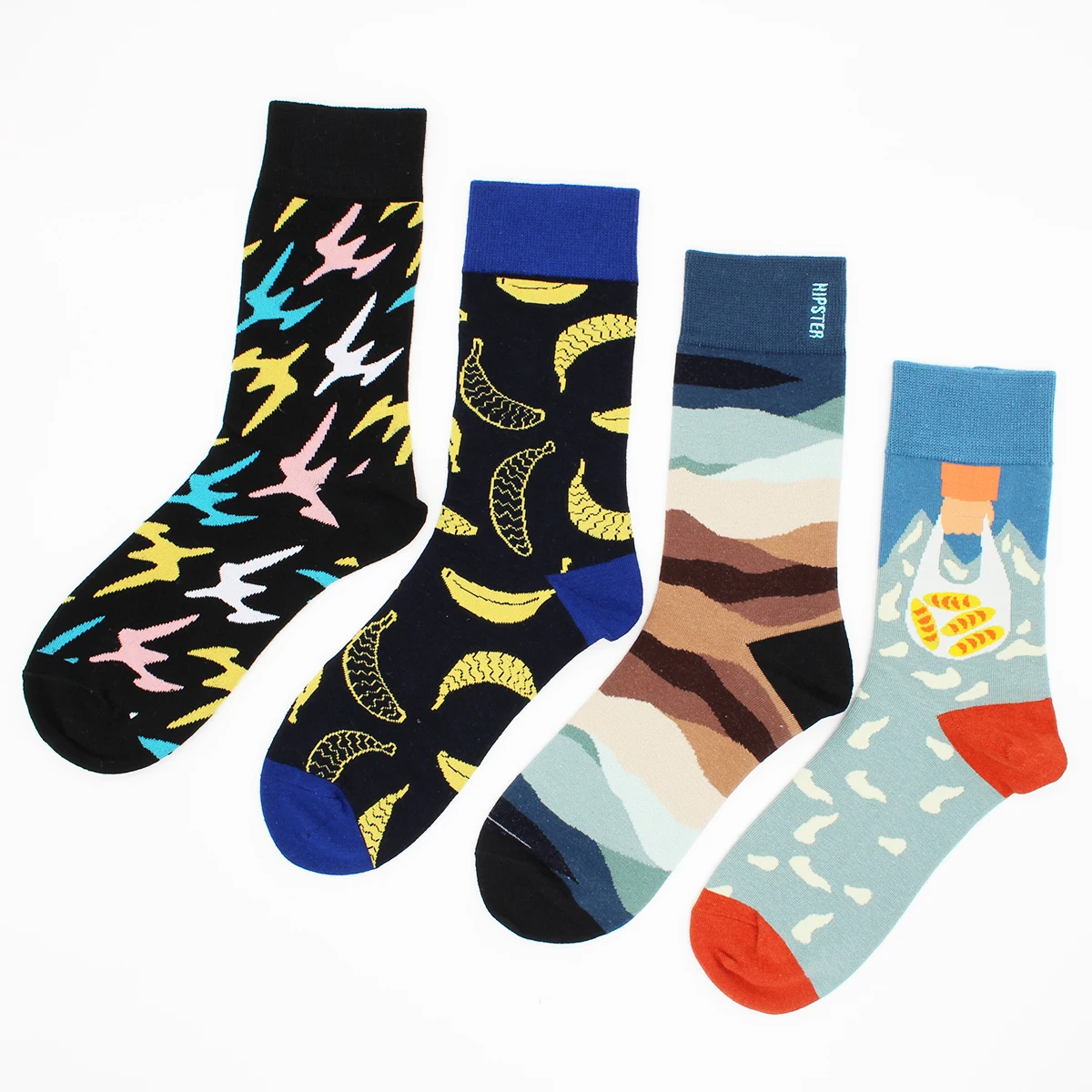 Novelty Art Van Gogh Cotton Women Socks Kawaii Harajuku Renaissance Abstract Beer Animal Fruit Happy Funny Casual Socks Men