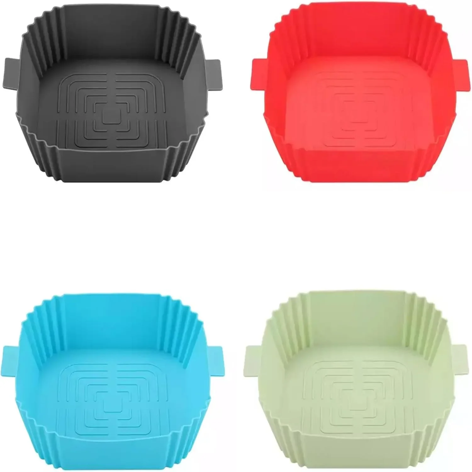 

Silicone Air Fryer Liners 4 Pack | 8" Square Dishwasher Safe Basket for to 6 Qt Air Fryers | Food Safe Tray for Baking in Air F