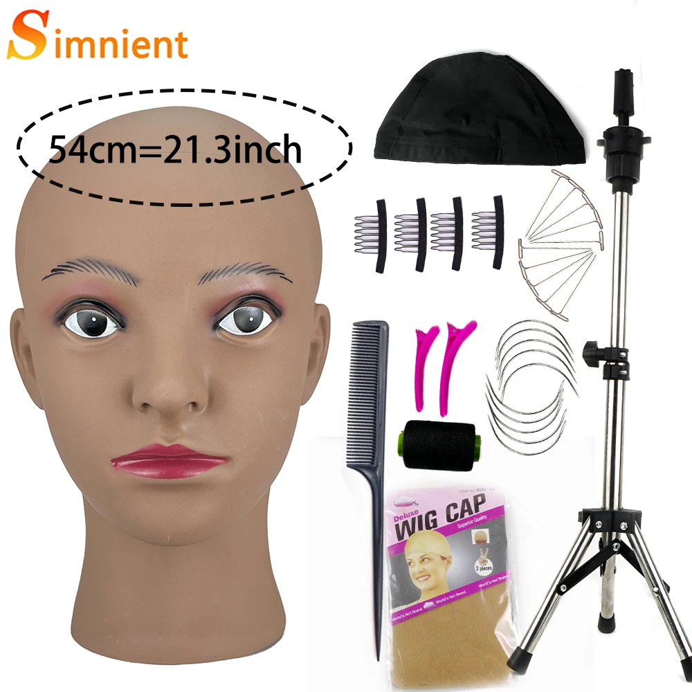 2024 Blad Mannequin Hoofd Met Pruik Stand Verstelbaar Statief Ondersteuning Voor Pruiken Hair Extension Houder Pruik Maken Kit Gereedschap Accessoires