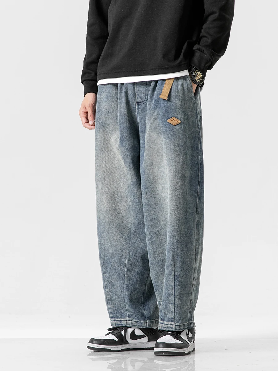 

American Sle Wide Leg Jeans Men's Casual Long Pants Loose Straight Large Size Spring Autumn Outdoor Versatile Loose Fit