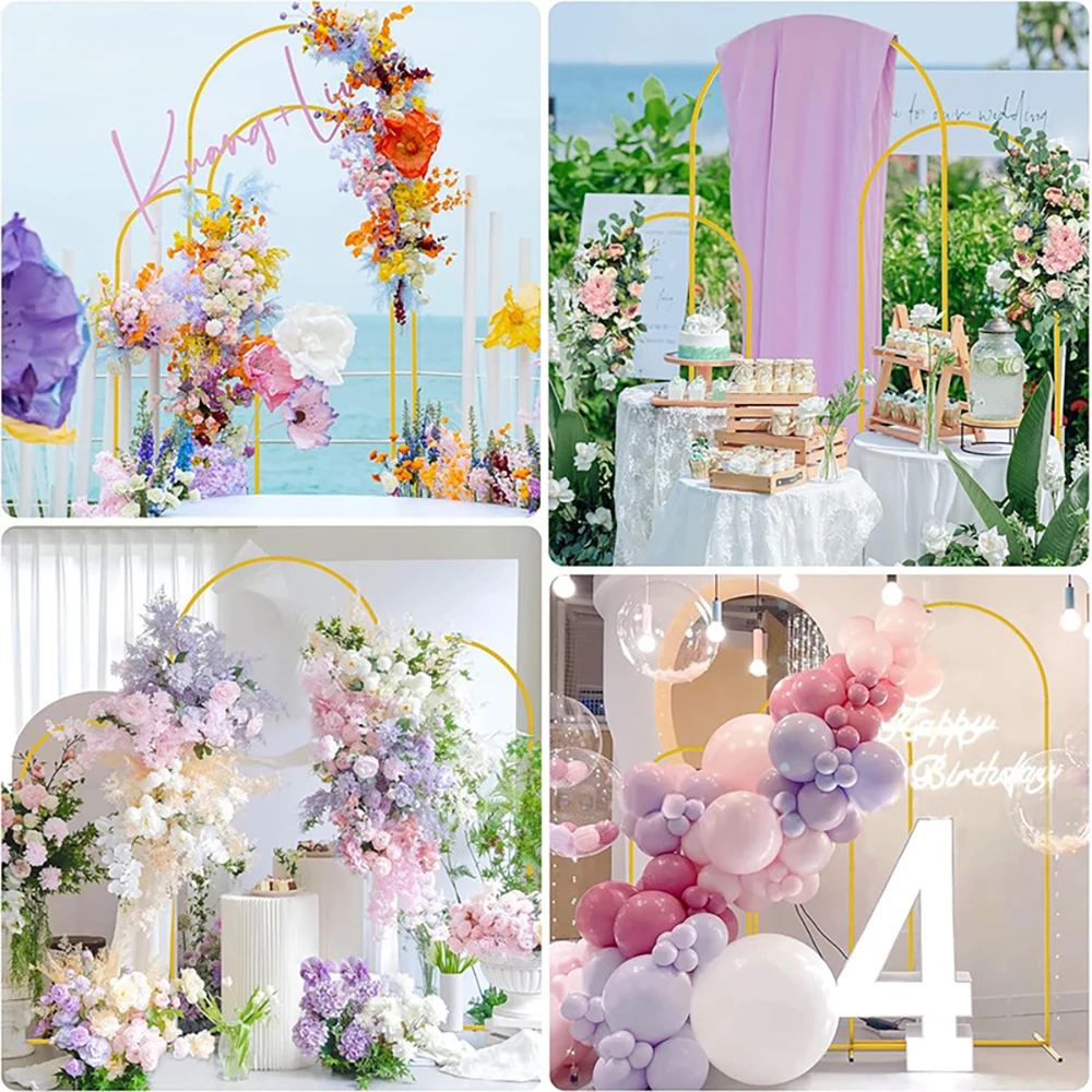 Aluminum Alloy Metal Stand Arch Baby Shower Decorations Frame Gold Silver Fleurs Artificielles Decoration Cloth Cover Props