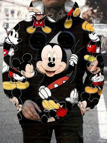 Imagen 1 del producto Sudaderas con capucha con estampado de Mickey Mouse para hombre, sudaderas deportivas con gráficos de Hip-Hop para mujer, sudaderas con capucha estilo Y2k para otoño e invierno, jerséis