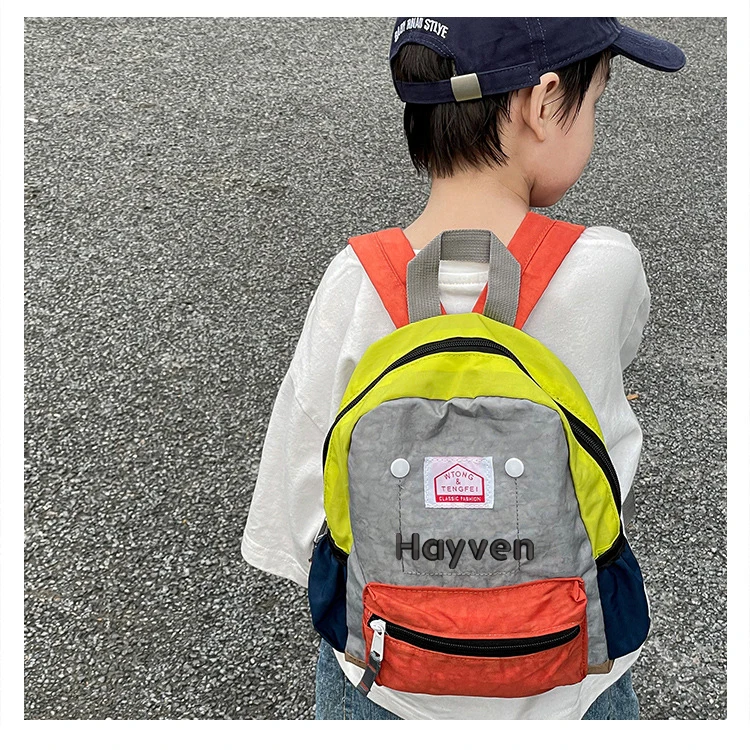 Ransel bayi nama kustom warna gila tas sekolah warna-warni ransel taman kanak-kanak dengan nama untuk anak laki-laki dan perempuan tas perjalanan kamar anak