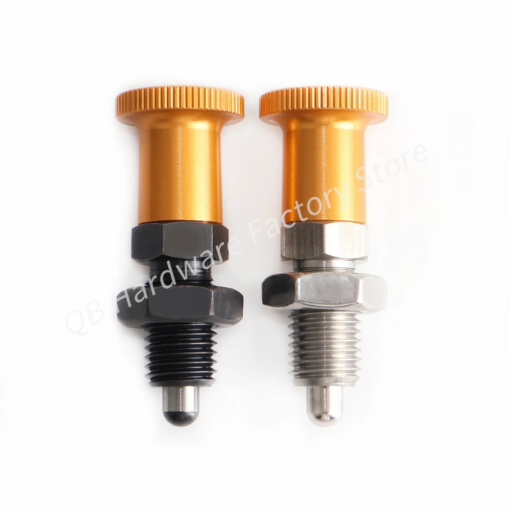 

QB210 Factory Price Automatic Reset Gold Knob Plunger Round Head Indexing Spring Positioning Pin External Thread with Nut