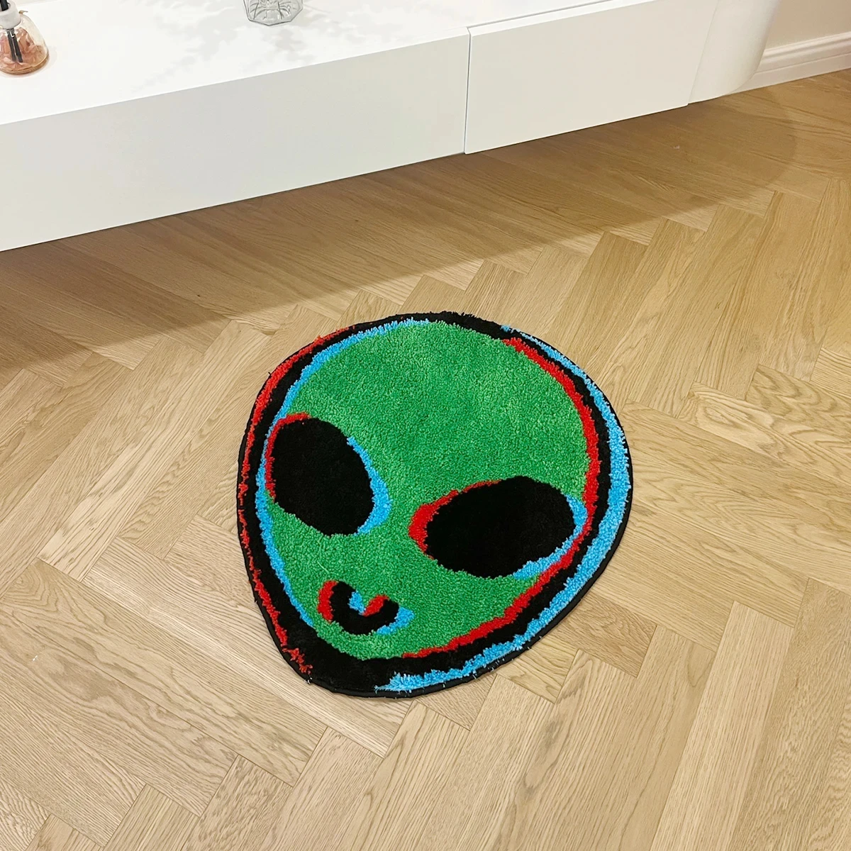 Green Alien ET Tufted Rug Bathroom Mat Super Absorbent Rug Washable Shower Bath Rug for Bedroom Decorate Non Slip Doorway Carpet