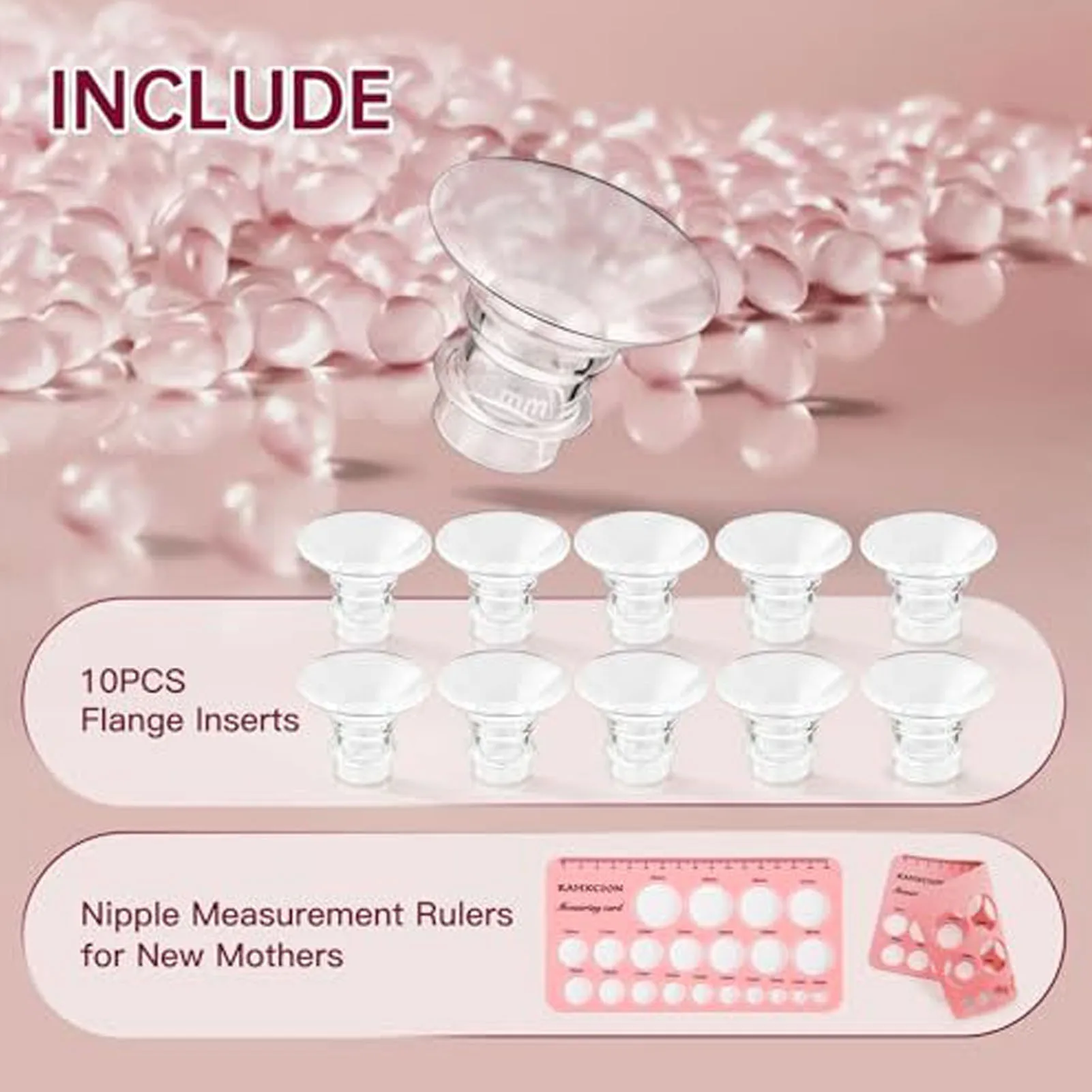 2 Set Nipple Ruler Flange 13 15 17 19 21mm Flange Inserts Sizing Measurement Tool Moms Breastfeeding Essentials with 1.5m Tape