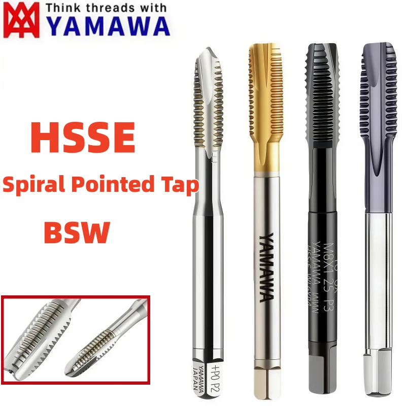 1PCS YAMAWA HSSE Spiral Pointed Tap BSW1/8-40 For Stainless Steel Screw Thread  Tap BSW 5/32 3/16 1/4 1/2-12 5/8
