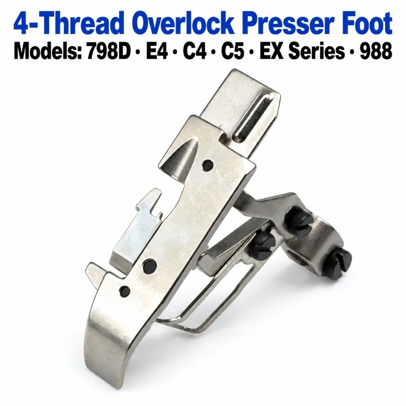 HENVOR 4-Thread Overlock Presser Foot for Jack 798D/E4/904E/C4/C5 and Pegasus EX5200 Sewing Machines