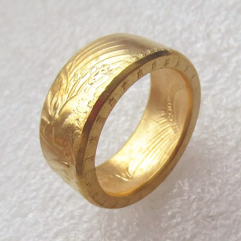 

UNITED STATES $20 Saint Gaudens Double Eagle Real Gold Plated Coin Ring Handmade In Sizes 9-16