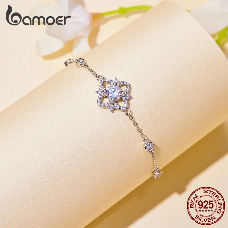 Bamoer D Color VVS1 EX 0.5CT Moissanite Bracelet for Women Valentine's Day Gift 925 Sterling Silver Shining Fine Jewelry MSB004