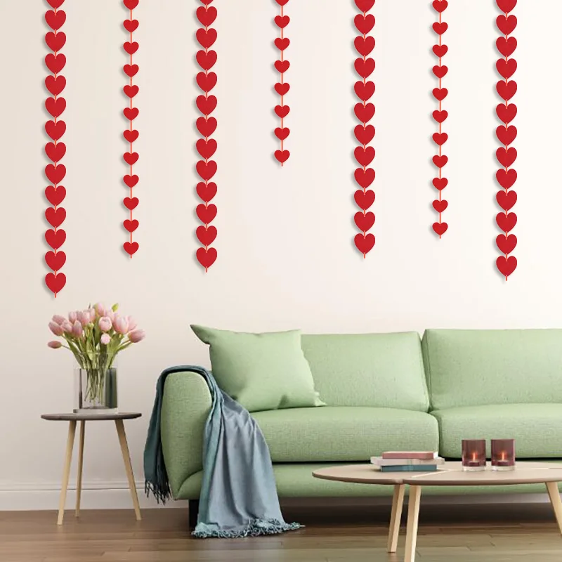 

5Set Red Heart Banner Felt Non-woven String Garland DIY Curtain Hanging Wedding Party Valentines Day Decoration Party Supplies