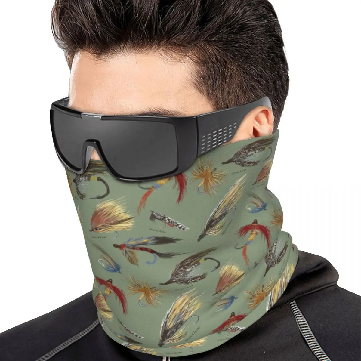Fly Fishing With Hand Tied Flies Bandana Neck Cover Printed Magic Scarf Hiking Fishing Cycling Scarf Unisex Adult Washable