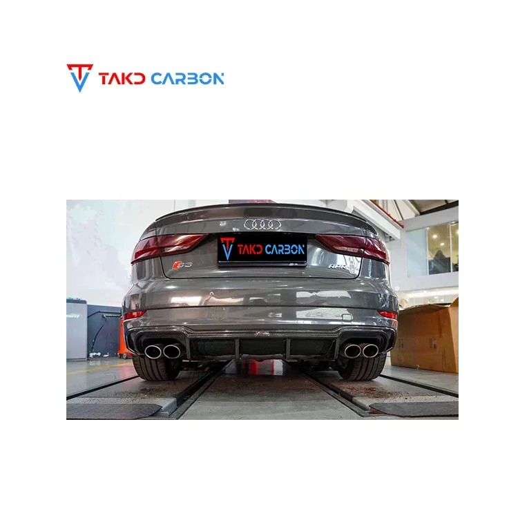 CARBON Brand All-Dry Carbon Fiber Sedan Car universal rear spoilers Rear Bumper Lip Diffuser For AUDI A3 S3 2017-2019