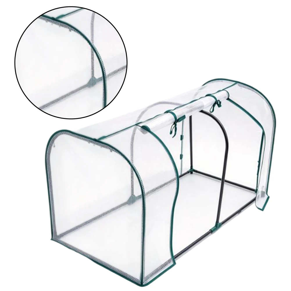 Greenhouse Cover with Roll-Up Zipper for Raised Beds and Plant Stands 130x60x50cm PVC Mesh Weatherproof Design