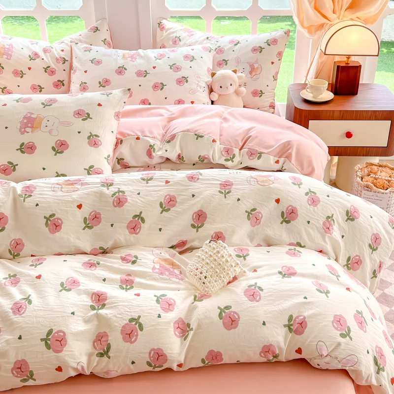 Cute Bedding Comforter sets Duvet Cover bedsheets set with pillows case Bedding Linens Set for Queen/King Bed edredones de cama