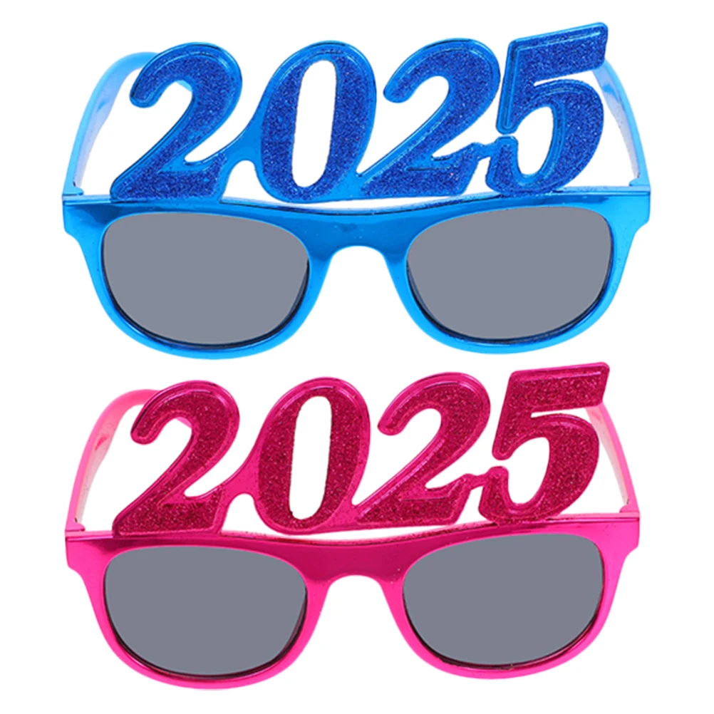 

2pcs Fun Sunglasses 2025 New Year Party Photo Props Funny Dancing Eyewear Lightweight Comfortable 2025 for Eve